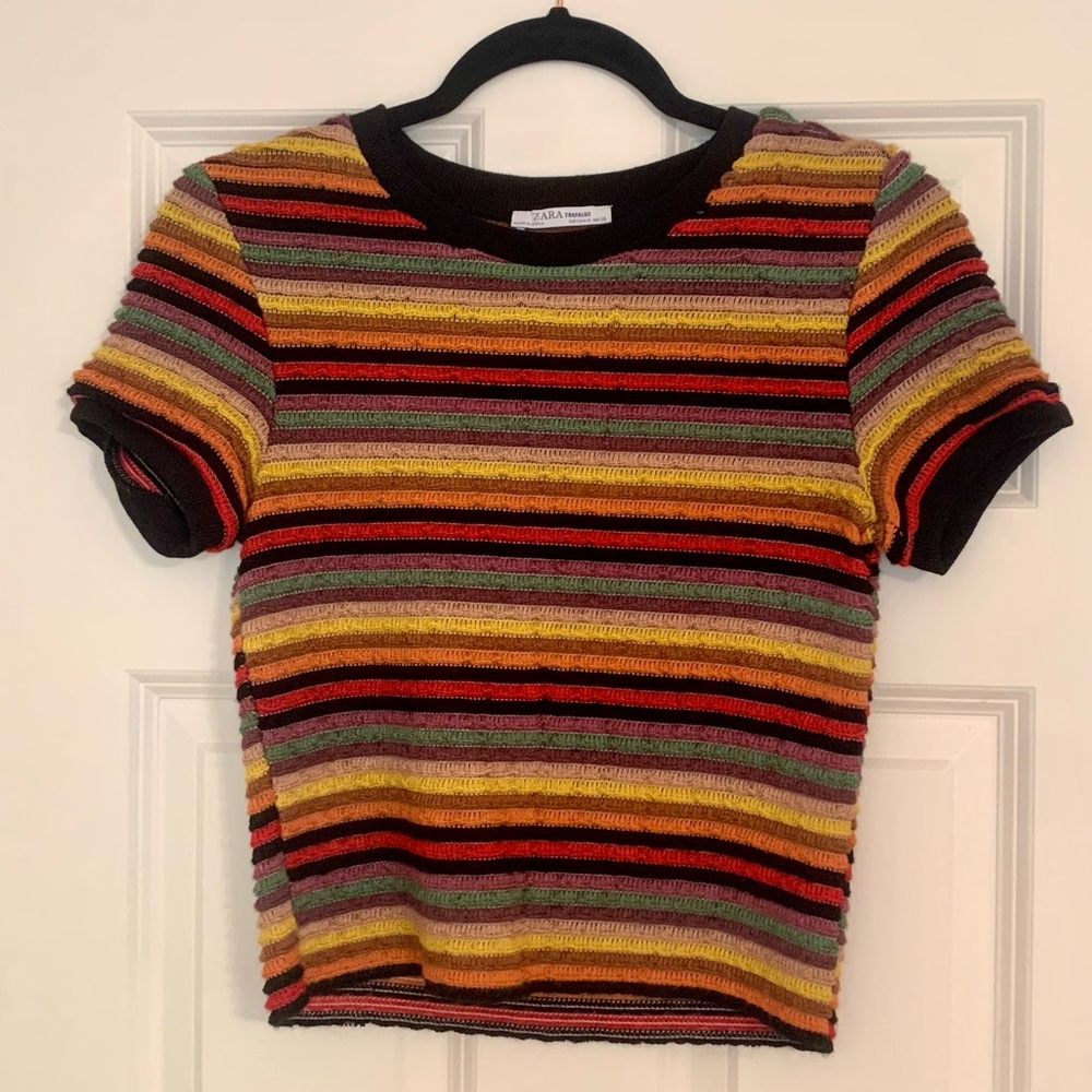 Zara Trafaluc rainbow knit top